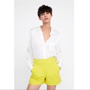 Zara High Rise Yellow Dress Shorts